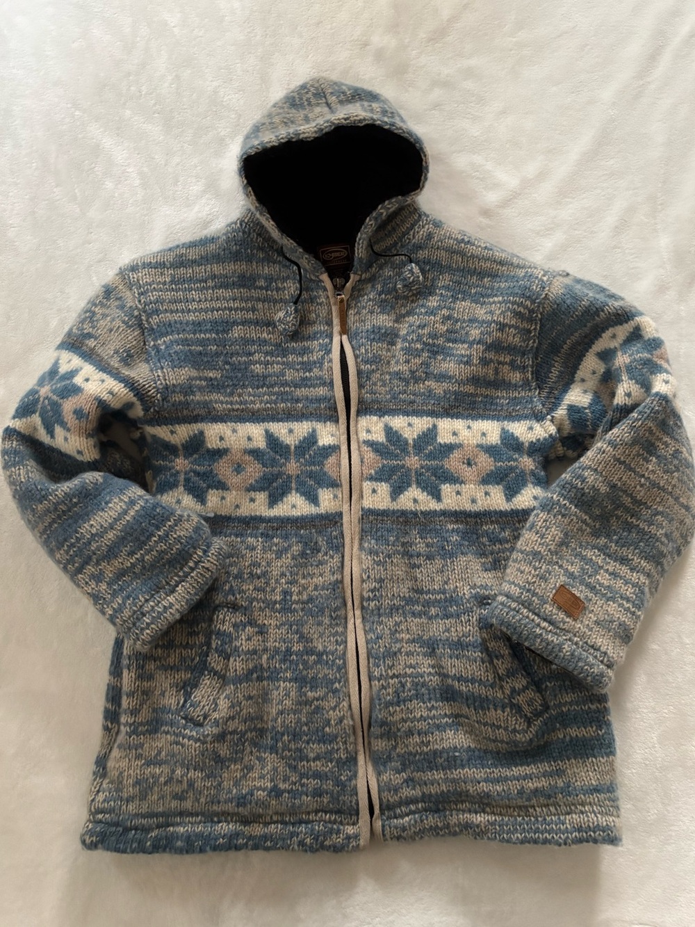 Kyber Outerwear Fair Isle heavy wool hooded jacket